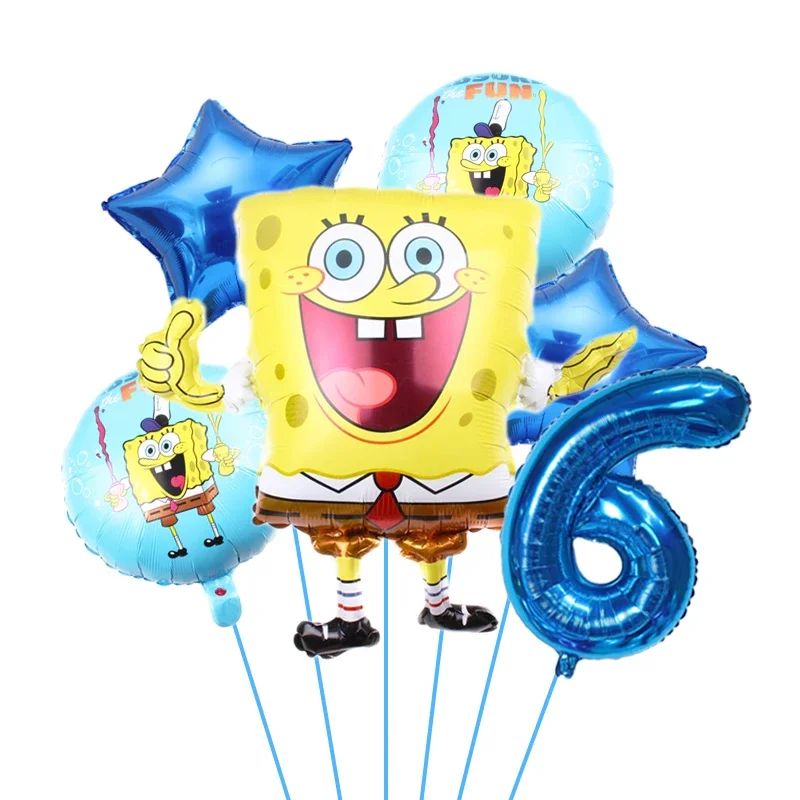 thumbnail image 1 of Juego de 6 globos de Bob Esponja y Patricio Estrella para fiesta de cumpleaños, globos de helio, suministros para fiesta de baby shower para niño y niña, 1 of 5