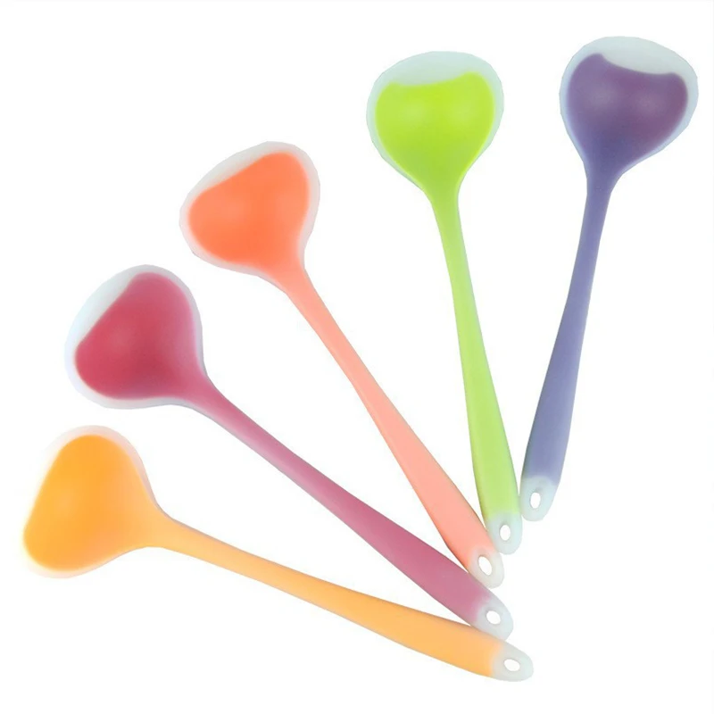 1Pc Silicone Spoon Soup Ladle Long Handle Soup Spoon Kitchen Serving Silicone Ladle Cooking Utensils Kitchen Accessories