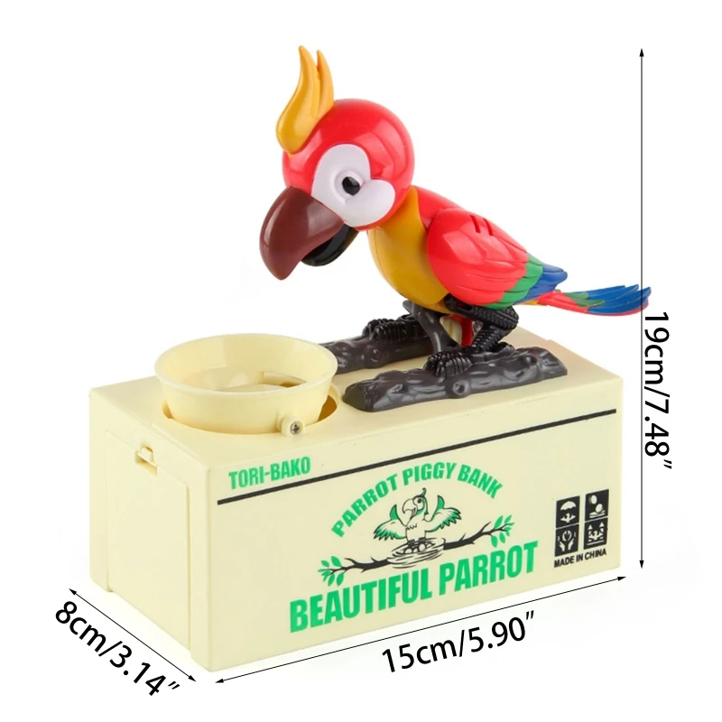 Beautiful Parrot Coin Saving Piggy Robot Bird Money Box for Kids Adult 6