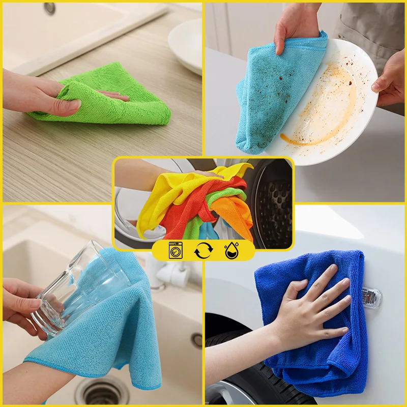 1Pcs Random Color 30X30cm Home Use Clean Kitchen Dishwashing Cloth Thickened Microfiber Absorb Water Towels Table Cleaning Cloth