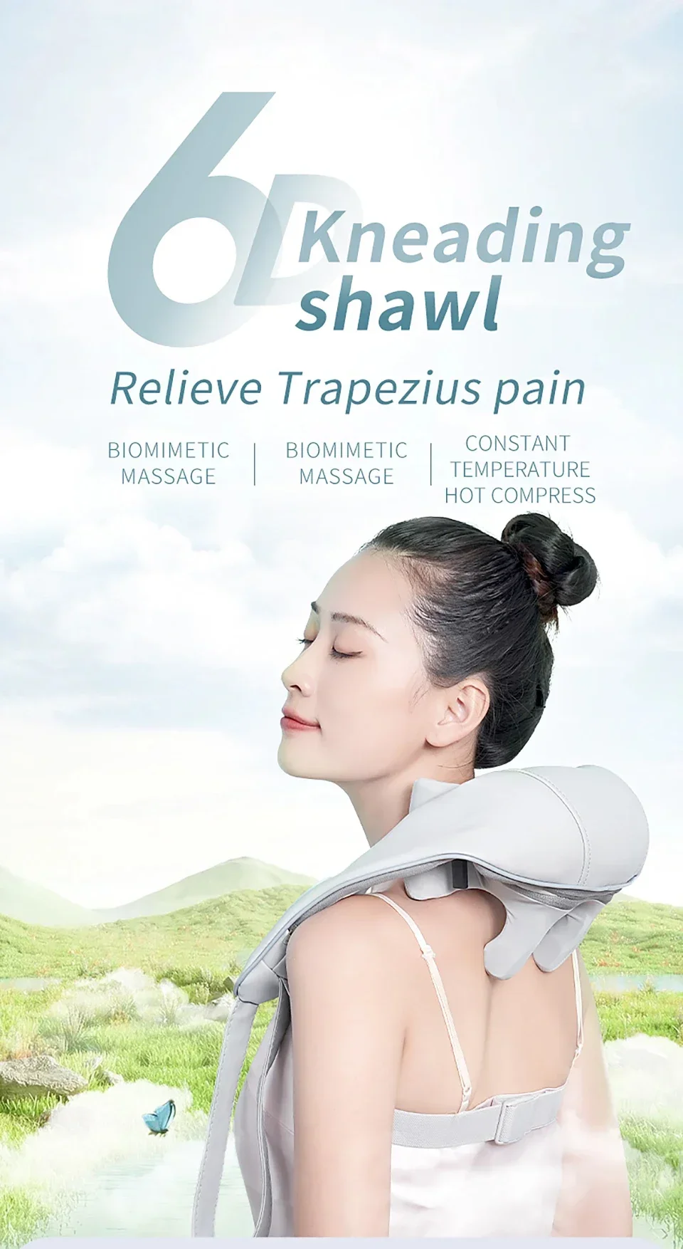 Multifunctional Massage Shawl, Cervical Spine And Back Massager, Heating And Kneading Trapezius Muscle Charging Back Buckle Type