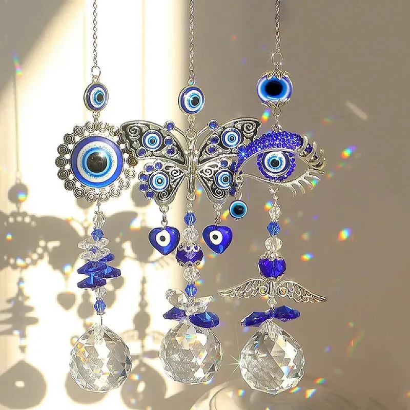Butterfly Devil's Eye Crystal Pendant Family Outdoor Garden Decoration 1 Piece