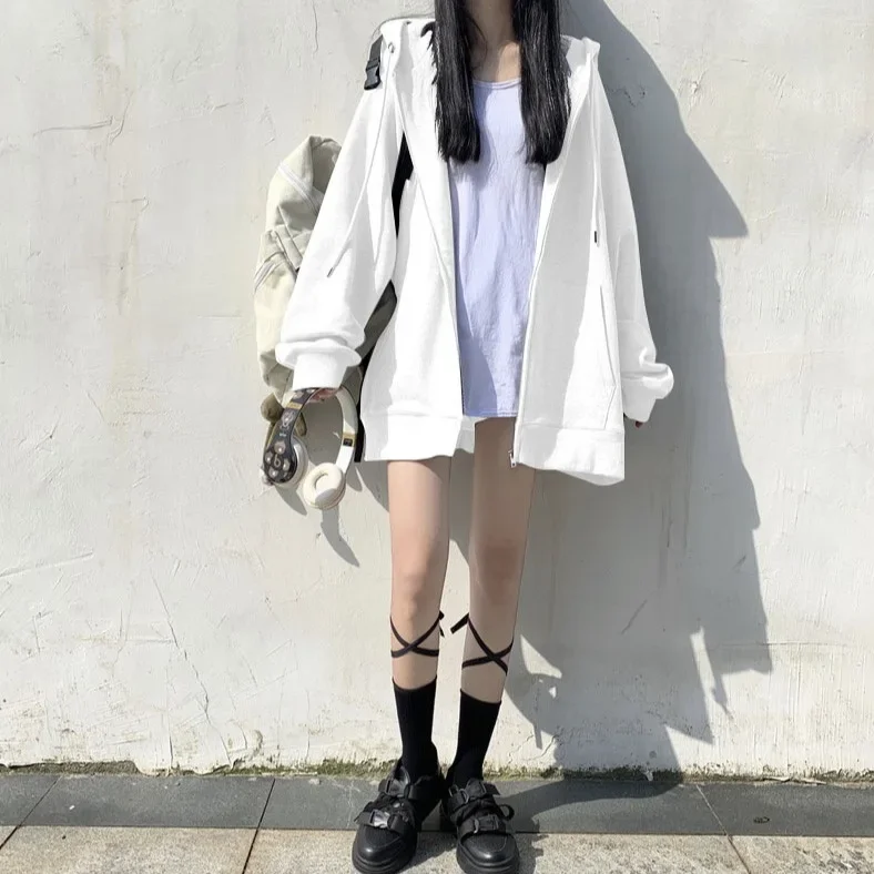 한국 스타일 맨투맨 여성 루즈핏 가디건, 얇은 용수철, 집업 재킷, 학생 상의, 트렌디 인스타 감성 패션, 2021 가을 신상