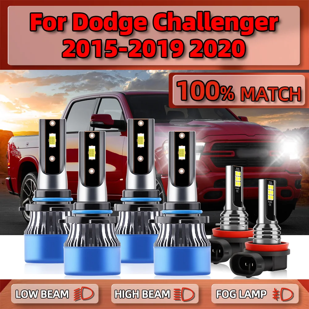 

LED Headlight Bulbs With Canbus 360W 60000LM High & Low Beam Auto Headlamps For Dodge Challenger 2015 2016 2017 2018 2019 2020