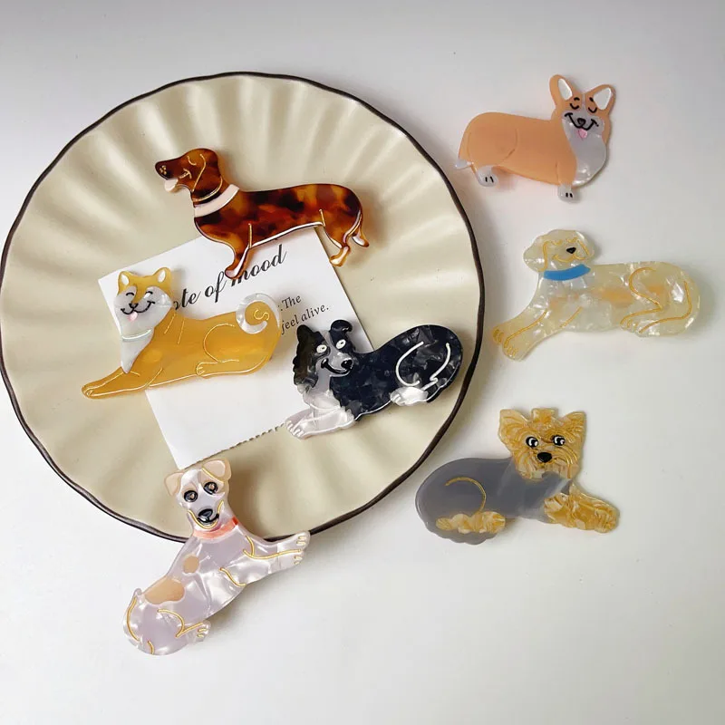 

Французская забавная шпилька для волос с уксусной кислотой, Шпилька для волос с изображением животных, колючей, жесткой, ломающейся собаки, Ювелирное Украшение для волос