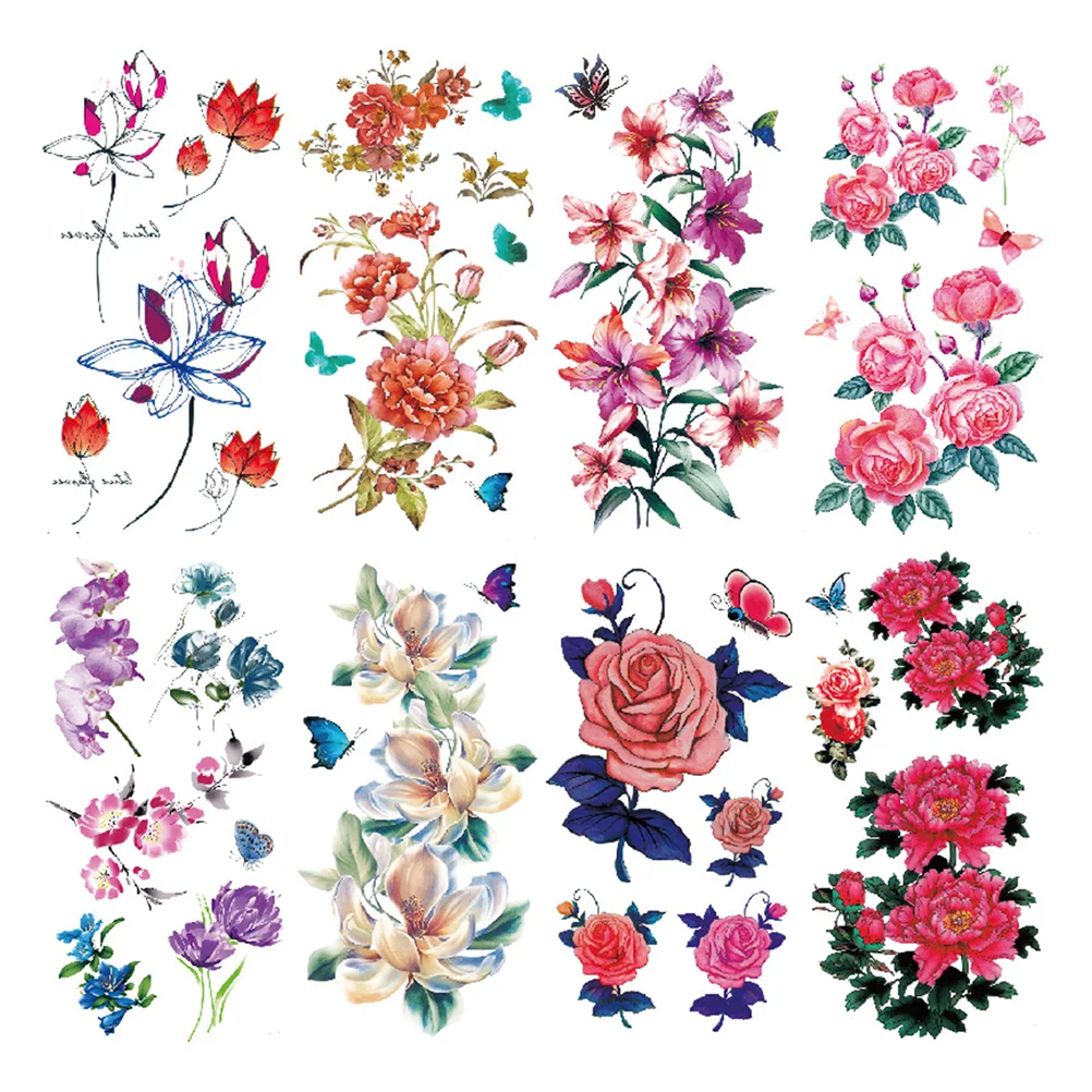 

15Pcs Temporary Fashion Various Rose Peony Flowers Blossoms Flash for Women (15Pcs/Package, Mixed Delivery)