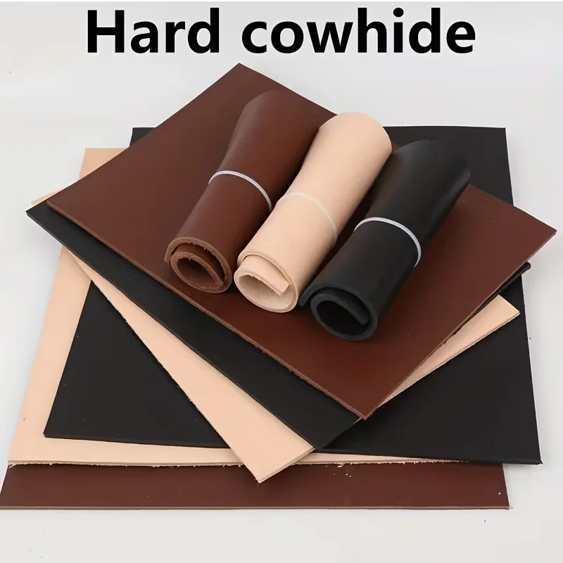 4mm 두께의 견고한 식물성 무두질 천연 소가죽 소재, 내추럴 브라운 및 블랙, ..