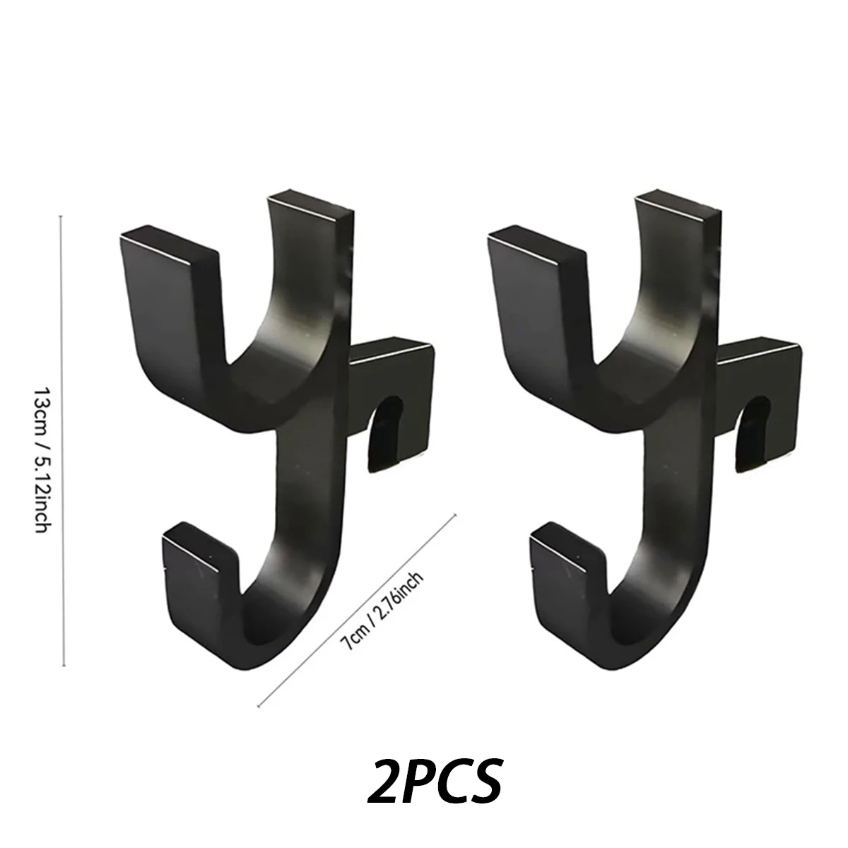 2pcs Black 2 hooks