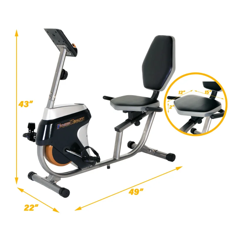 FITNESS REALITY R4000 Magnetic Tension Recumbent Bike with Workout