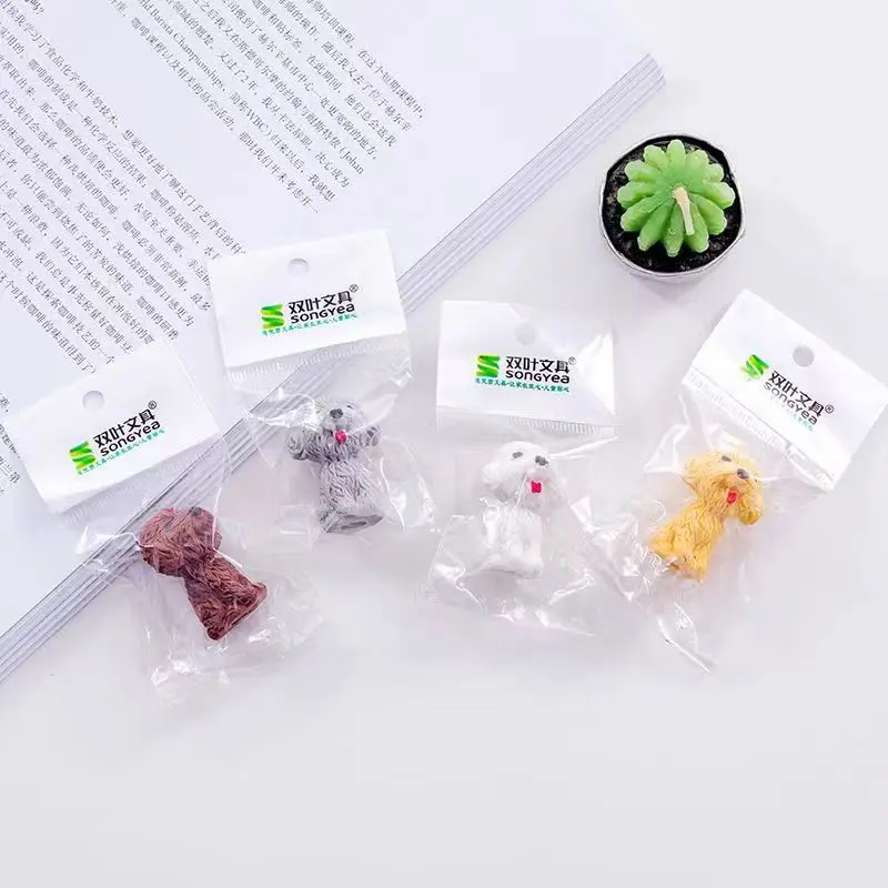 Pencil Eraser 30/20/10Pcs Creative Puppy Eraser Pencil Protective Cap Independent Packaging 3D Student Prize Rubber Stationery