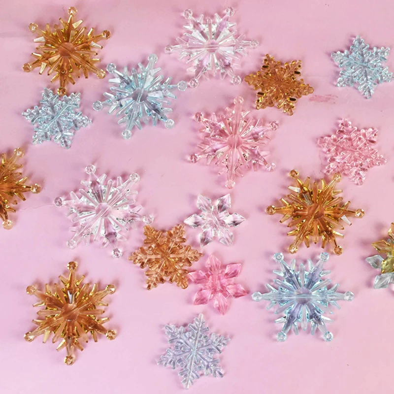 Christmas Decorations 10pcs Christmas Snowflake Decoration Clear Pink Blue Crystal Acrylic Snowflake Ornaments Christmas Party Tree DIY Hanging Decor