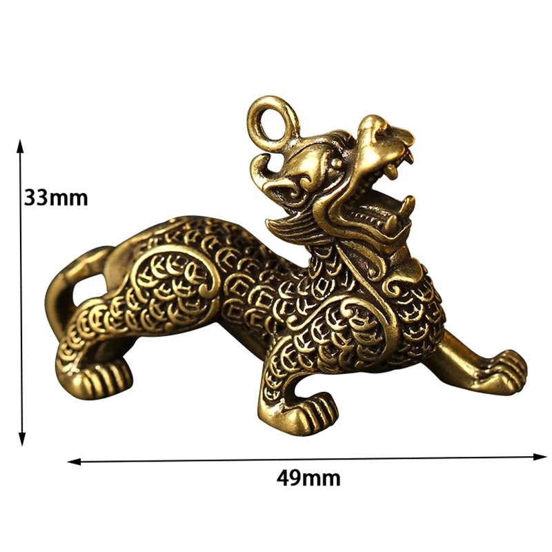 

1Pc Vintage Chinese Brass Bronze Coin Divine Beast Bring In Wealth Keychain Pendant Souvenirs Decorations