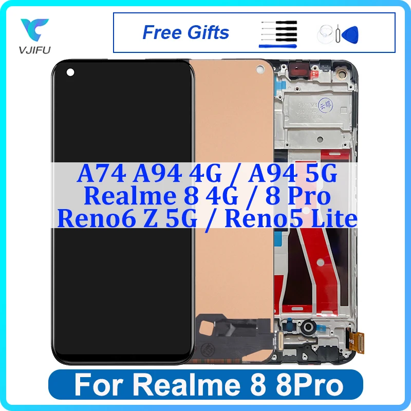 Lcd Da 6.4 "Per Oppo Reno6 Z 5G Reno5 Lite Display A74 A94 4G A94 5G Touch Screen Per Realme 8 4G 8 Pro Digitizer Assembly Sostituire