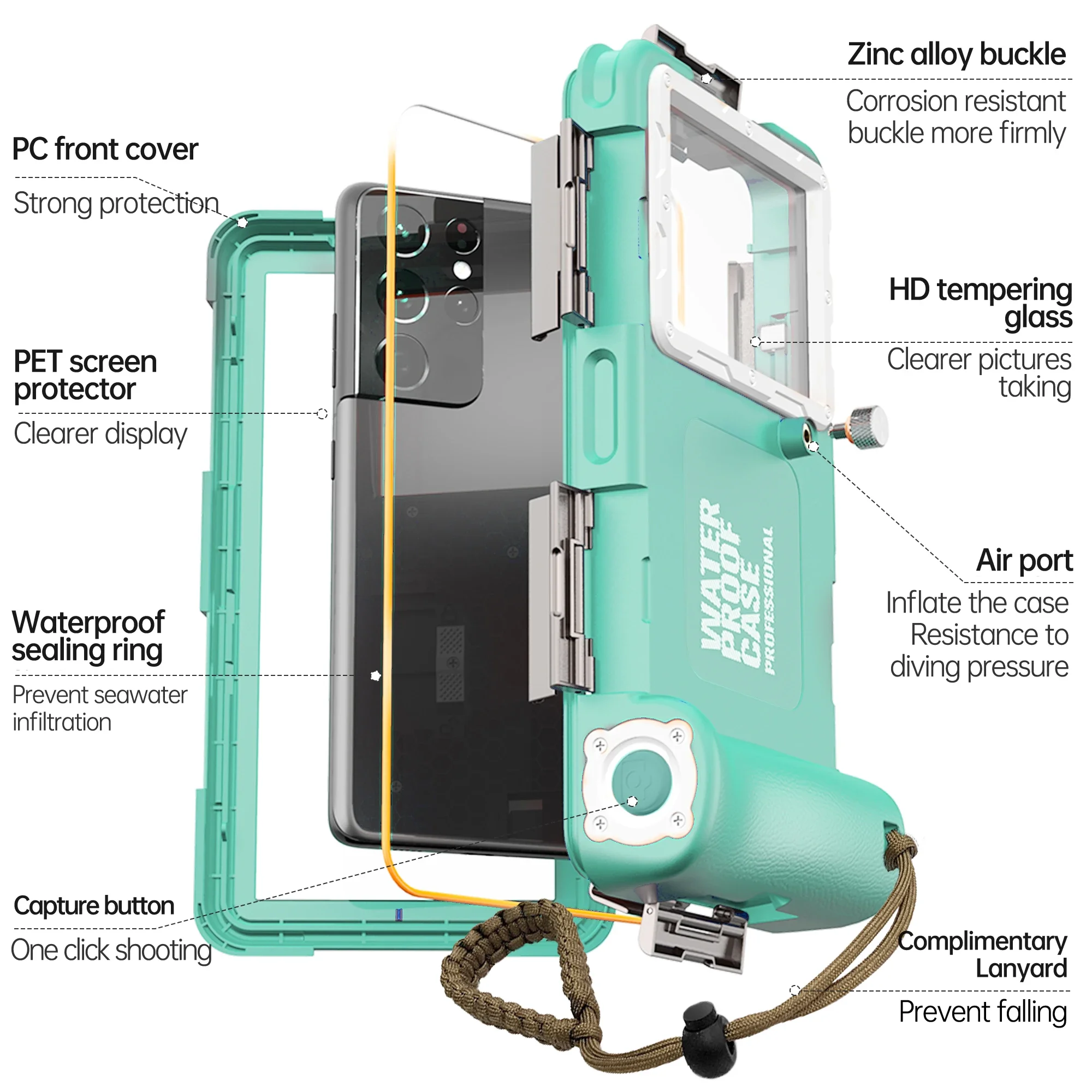 15m Professional Diving Phone Case For Samsung S24 S23 Ultra Underwater Taking Waterproof Case Cover For iPhone 15 14 13 Pro Max