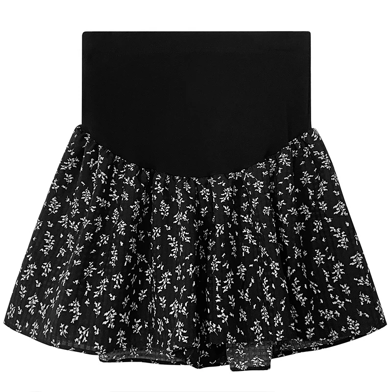 Fashion Printing Maternity Summer Shorts High Waist Sweet Pregnant Woman Floral Belly Skirts with Lining Pregnancy Chiffon Skort