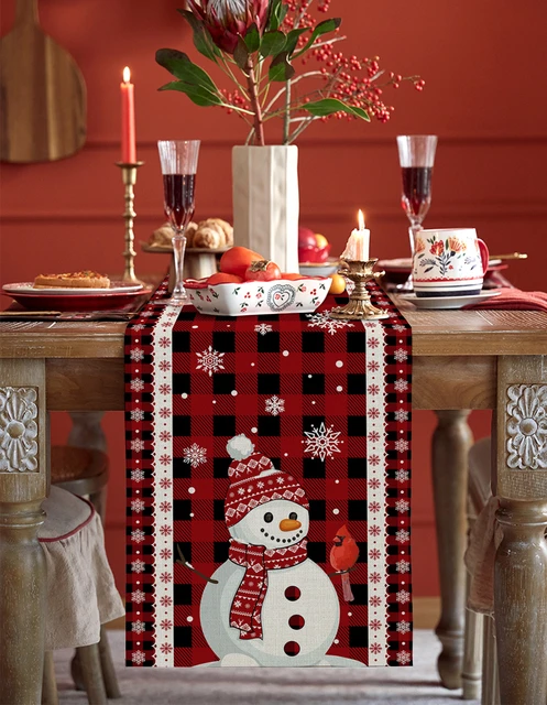 Christmas Snowman Snowflake Robin Wedding Decorations Coffee Table Decor  Tablecloth Table Kitchen Decorative Table Runner - AliExpress