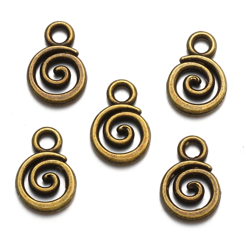 40pcs Multi-Color Swirl Alloy Charms for DIY Jewelry Making, 8x11mm