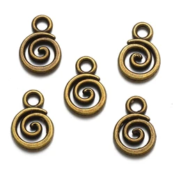 40pcs Multi - Color Swirl Alloy Charms for DIY Jewelry Making, 8x11mm (Antique Bronze Plated)
