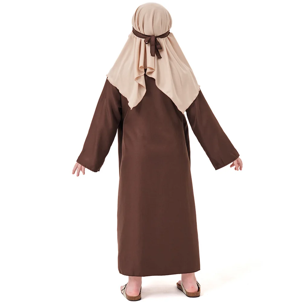 Kids Cosplay Costume Arab Grandpa Halloween Costume Middle Eastern Shepherd Robe For Kid Boys With Headgear