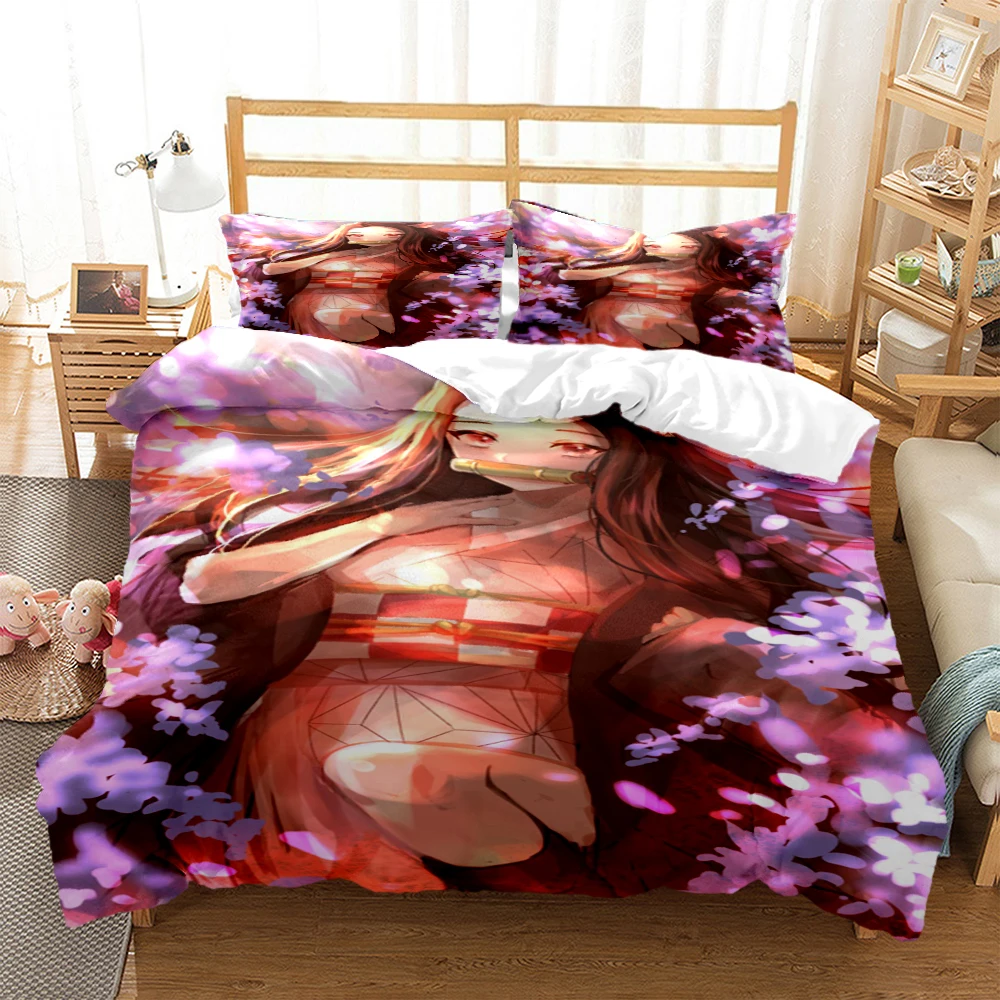 

Demon slayer Cover Digital Print Polyester Bedding Sets Child Kids Covers Boys Bed Linen Set for Teens king size bedding set