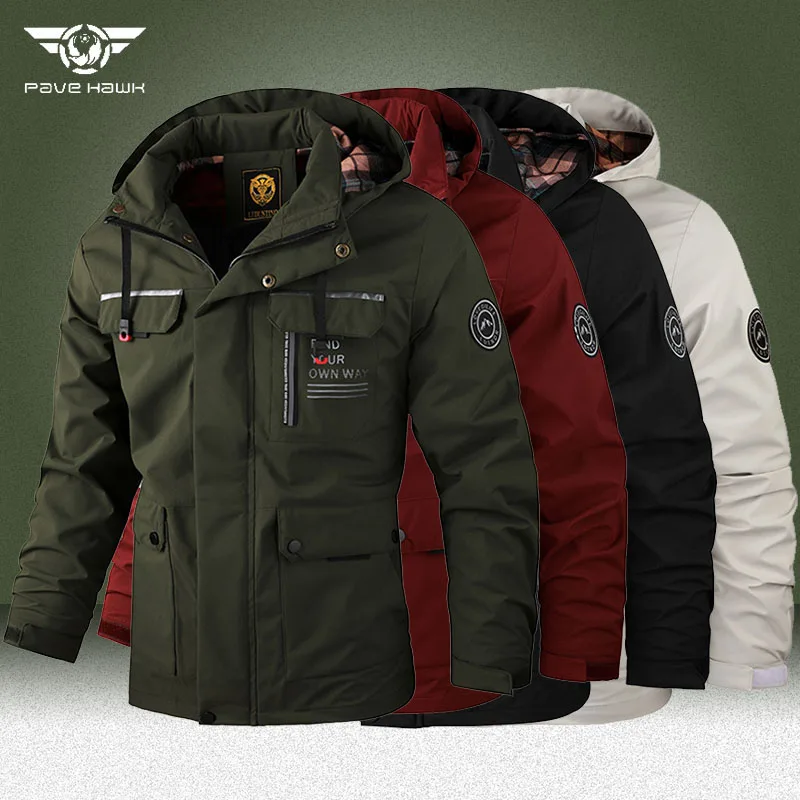 

Military Bomber Jacket Men Autumn Detachable Hooded Windproof Cargo Army Windbreaker Coats Fashion Casual Slim Tactical Jackets