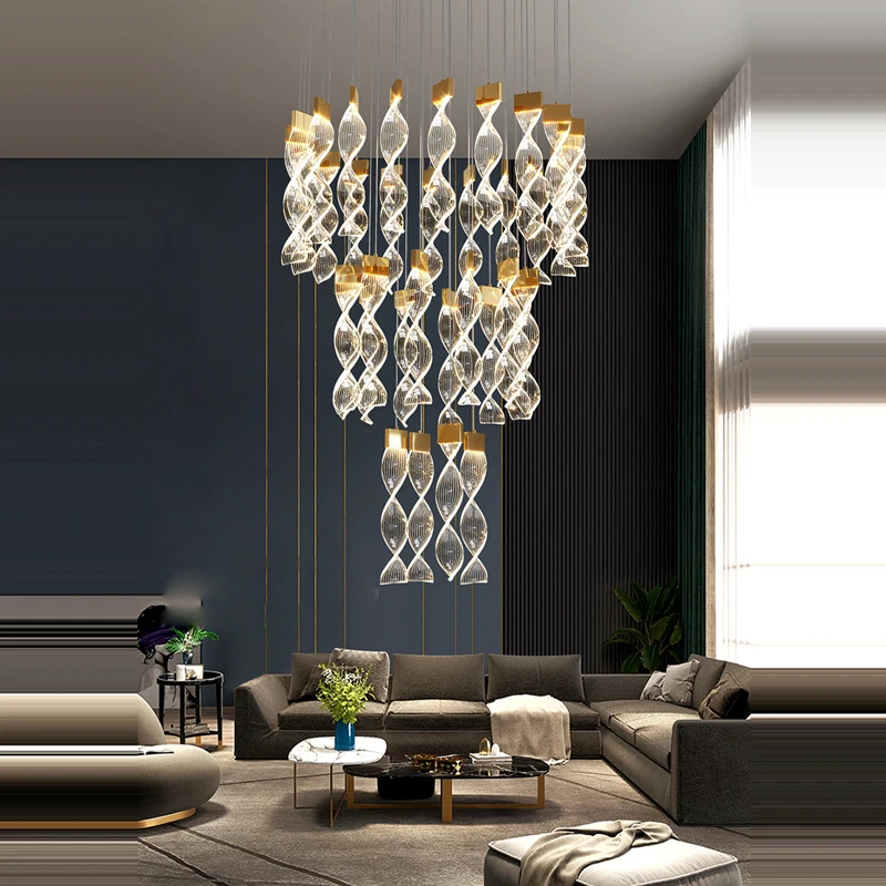 

Artistic LED Gold Silver Dimmable Chandelier Lighting Hanging Lamps Lustre Suspension Luminaire Lampen For Stair Case Foyer