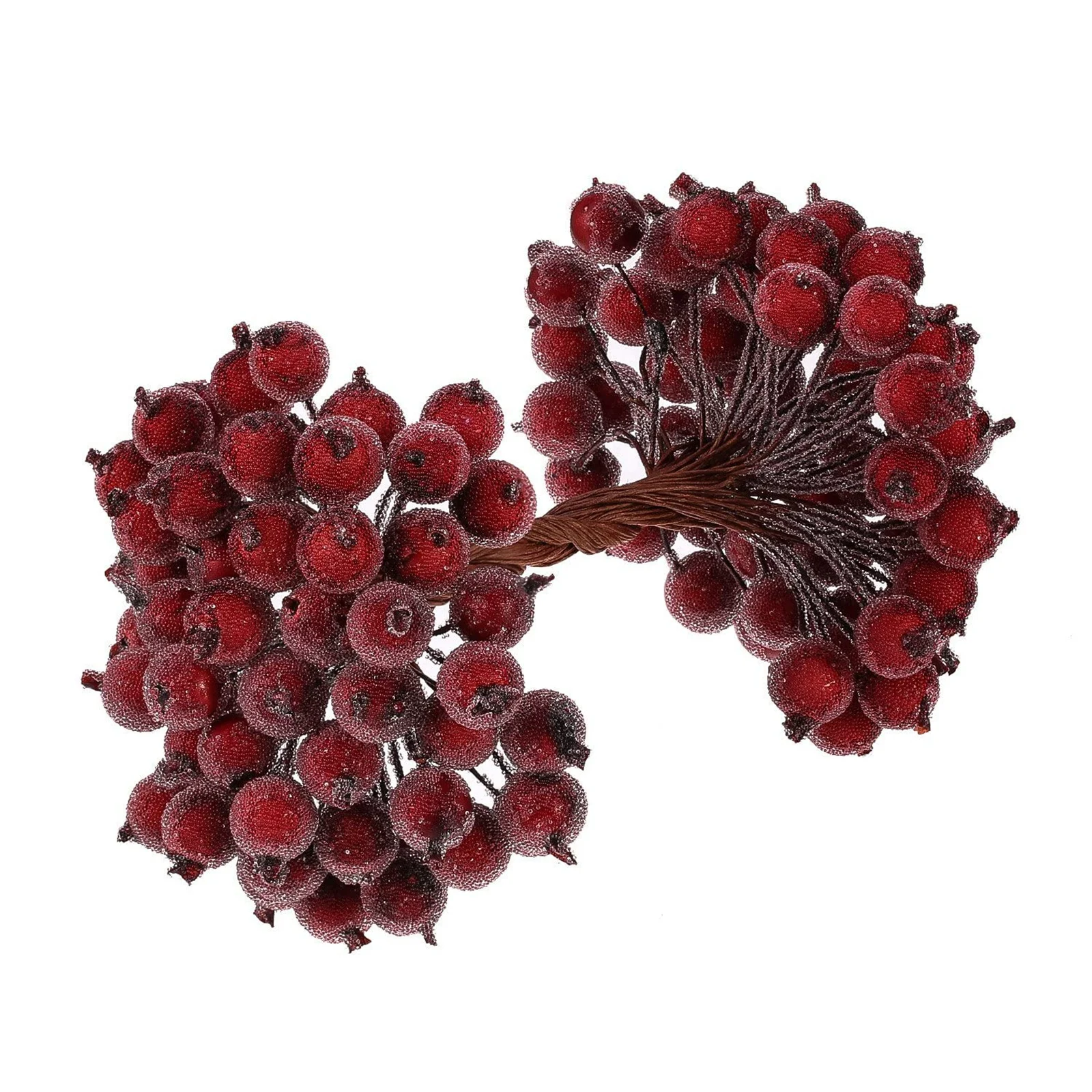40pcs Artificial Holly Berries Faux Flower Decoration Mini Christmas Frosted