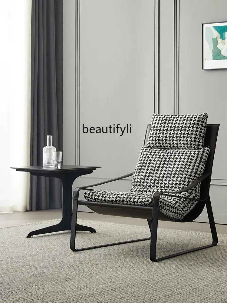 

zqNordic Houndstooth Leisure Chair Simple Modern Chair Couch High Back Chair Living Room Chair