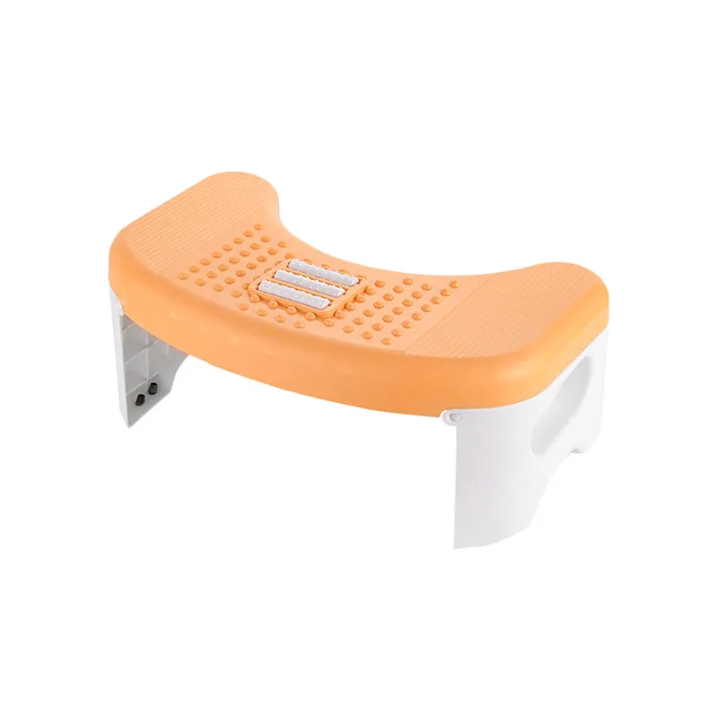 Household Toilet Stool PP Circular Arc Folding Foot Stool Inclined Roller Design Step Tool with Non-slip Mat