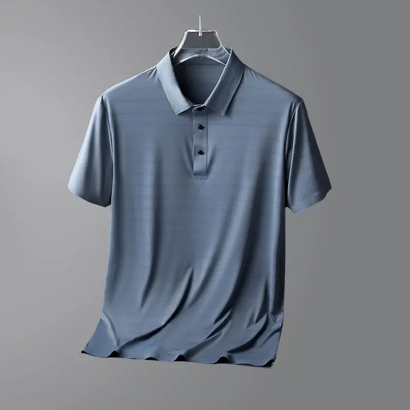 Summer Breathable Thin Pants Set Men Solid Lapel Button Short Sleeve Top Elastic Waist Drawstring Zipper Pocket Casual Pants