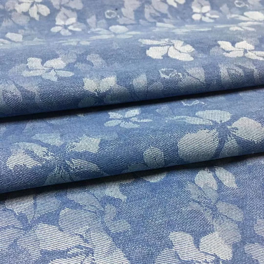 Blue Washed Denim Fabric Jacquard Stretch Fabric for Skirt Clothes and Coat Pants Handmade Diy Clothing