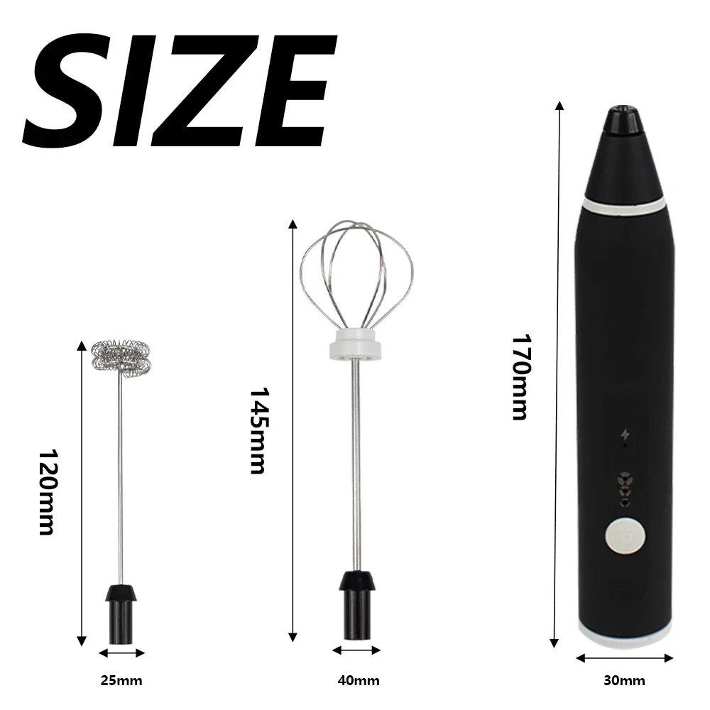 Electric Coffee Mixer Rechargeable Milk Shaker Maker Frother Foamer USB Charging Egg Beater Handheld 3-Speed Adjustable Blender 3