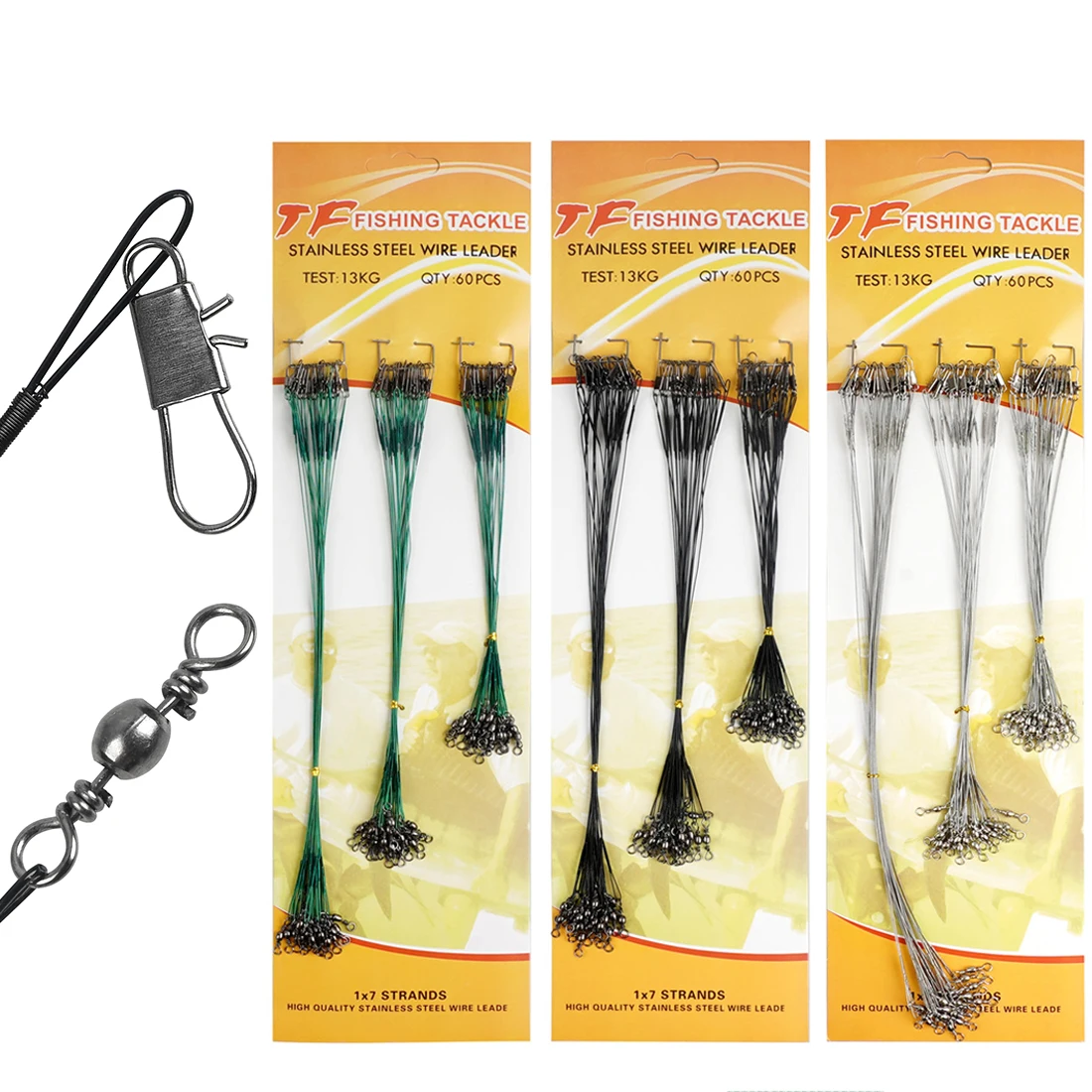 180Pcs Fishing Leader Stainless Steel Wire Leader Fishing Leaders Line