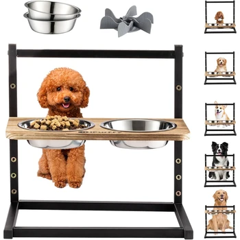 Dog Bowl Adjustable Height Stand Neck Guard Pet Slow Feeding Dog Bowl Small and Medium Dogs Stainless Steel Dog Bowl 1