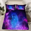 Purple Galaxy Bedding Set Kid Teen Girl Boys Starry Sky Fitted Sheet Space Universe Star Design, Soft Breathable Home Decorative 4