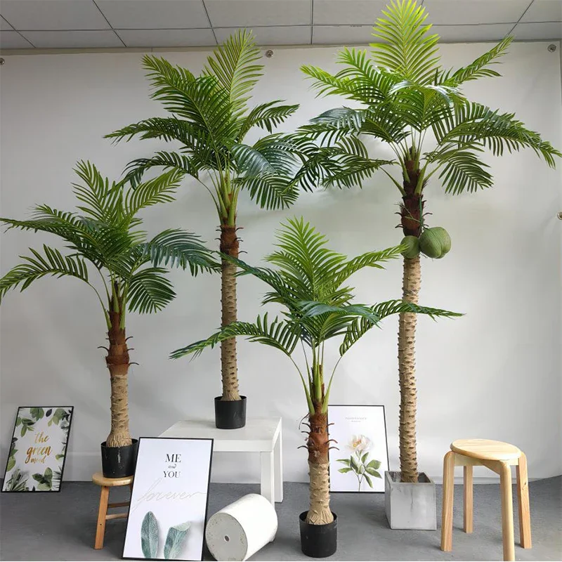 

Artificial Green Plant Coconut Tree Needle Large Fake Tree Tropical Bonsai for Home Garden Living Room Hotel Shopping Mall Decor