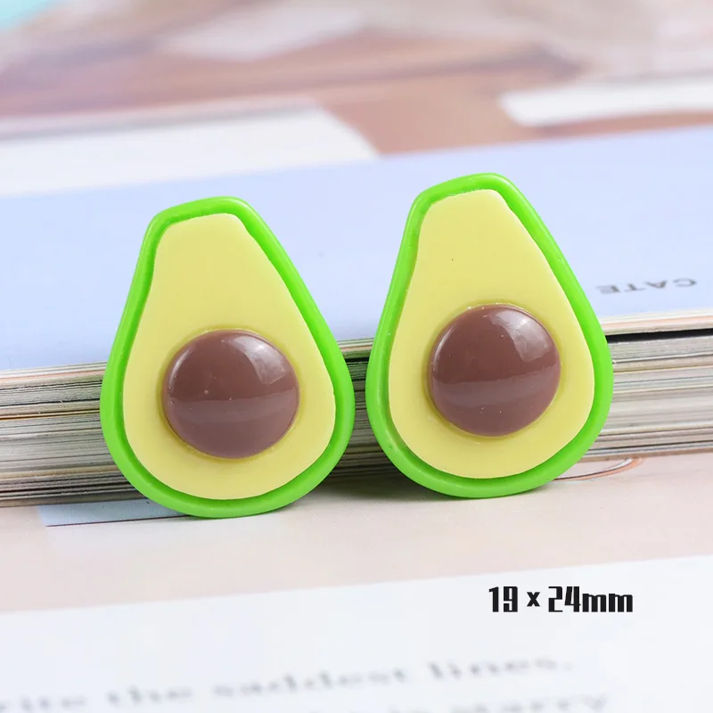 10pcs Kawaii Cartoon Resin Avocado Series Flatback Embellishment