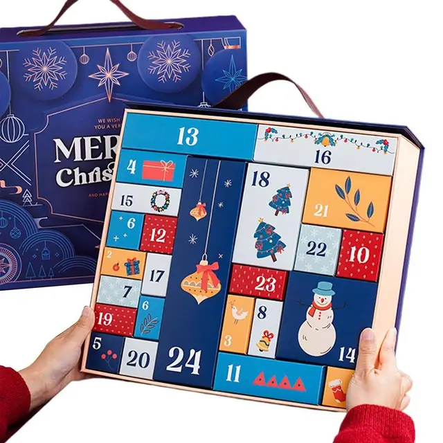24pcs 2024 Christmas Advent Calendar 24 Days Countdown Calendar Gift Box Fillable Empty Cardboard Number Boxes For Kids Adults 3
