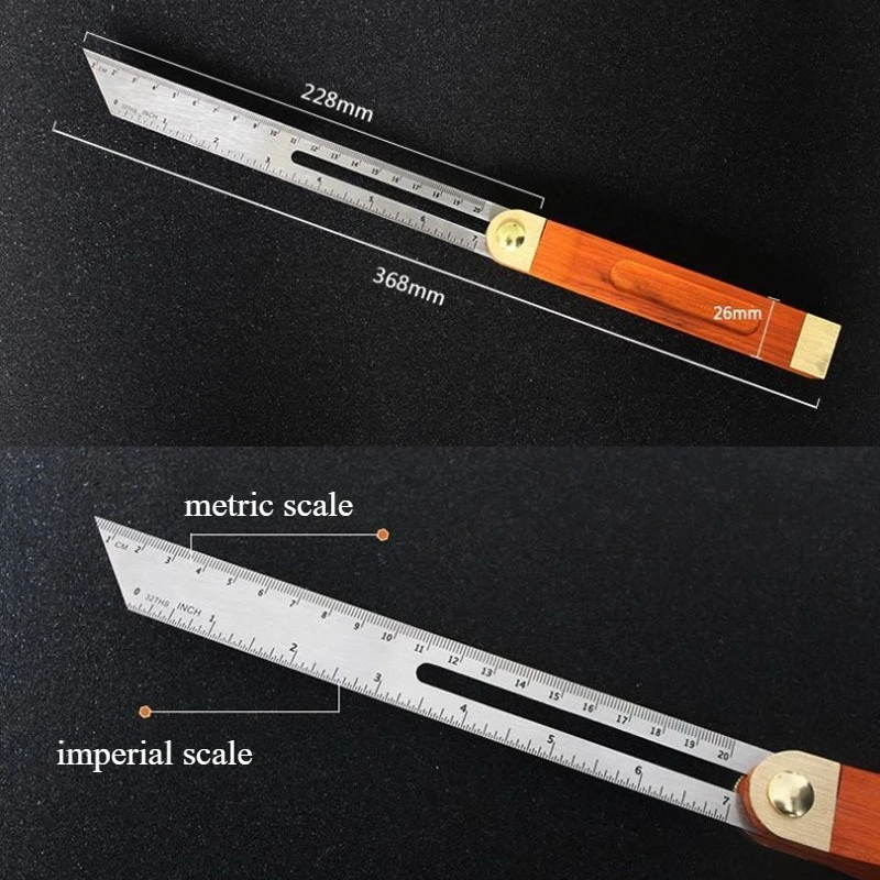 Woodworking Stainless Steel Angle Finder Gauge with Rosewood Handle