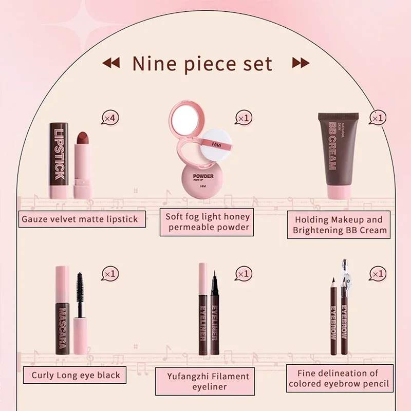 Makeup Case Gift Set Makeup Gift For Girls High Pigmented Lip Gloss BB Cream Eye Shadow Blush Concealer Eyebrow Pencil Cosmetics