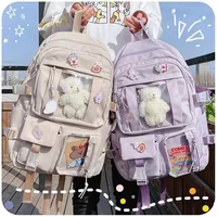 Sweet Cute Nylon Backpack for Women Classic Causal Designer Girl Backpack Bag Doll Pendant Fashion School Bag for Girl 2