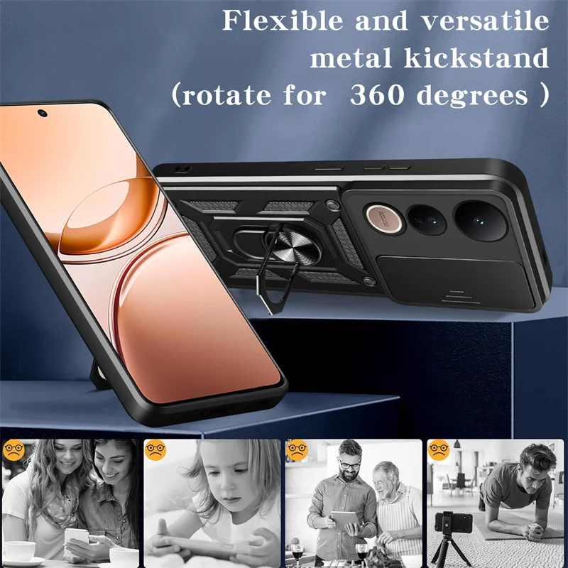 Enhanced Armor Case with Lens Protection and Magnetic Ring Holder