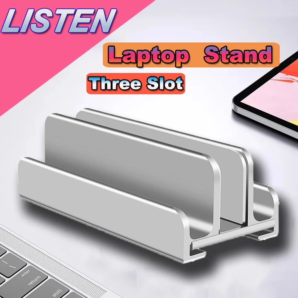 

Vertical Three Slot Laptop Stand Holder Aluminum Alloy Foldable Notebook Stand Support for MackBook Air Pro M1 M2 Laptop 17 inch