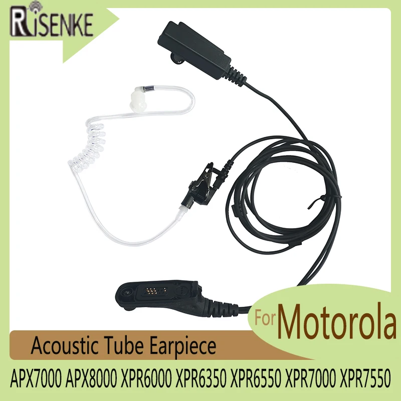 Acoustic Tube Earpiece Headset,Compatible with Motorola,APX1000,APX6000,APX7000, APX8000,XPR6000,XPR6350,XPR6550,XPR7000,XPR7550 speaker mic with reinforced cable for motorola radios apx6000 apx7000 apx8000 xpr6350 xpr6550 xpr7550 xpr7350e xpr7550e xpr7580e