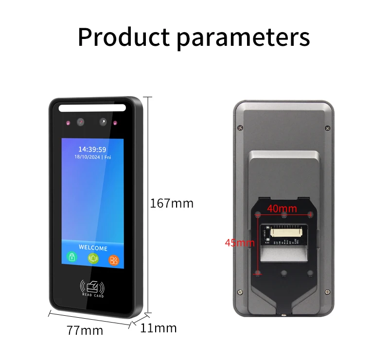 Wall Mount Dynamic facial recognition attendance andaccess control machine 1000