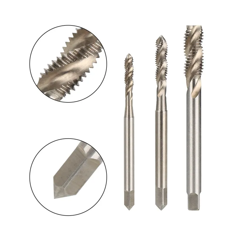XCAN DIN371 기계 탭 강화 생크 M3/M4/M5/M6/M8/M10/M12/M14 나선형 그루브 미터 나사 탭 나사 탭 드릴 핸드 툴