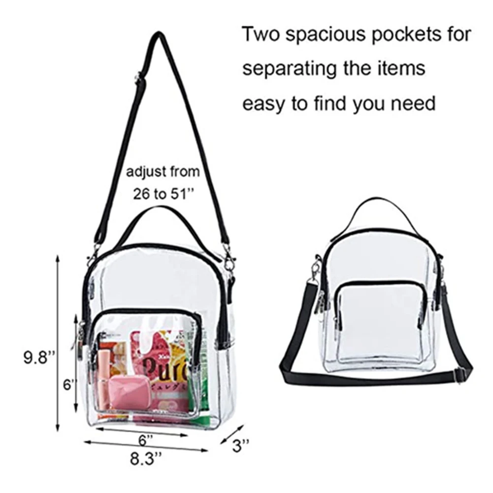 Waterproof PVC Clear Zipper Shoulder Bag for Gym Sport Storage