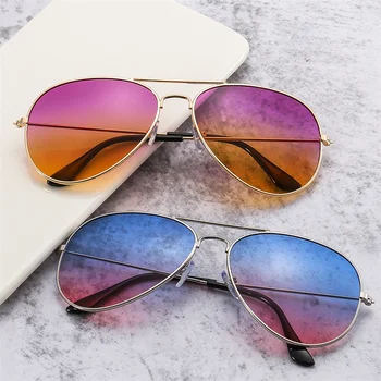 2025 New Double Bridge Aviation Sunglasse Woman Men Aviat Alloy Frame Polit Ocean Gradient Lens Sun Glasses Female Male Eyewear
