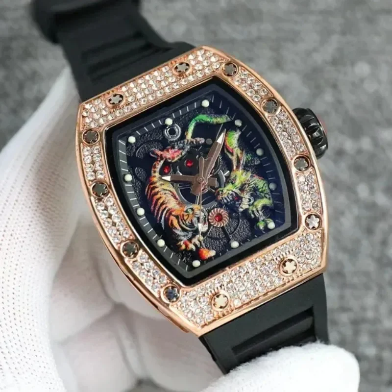 

Часы наручные мужские с рисунком дракона и тигра, Роскошные, качества ААА, 2024