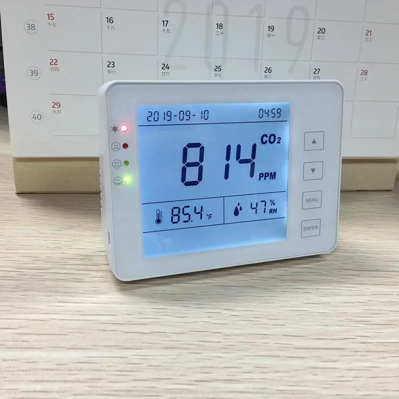 

Carbon Dioxide Detector CO2 Meter Gas Detector Temperature and Relative Humidity Wall Mounted Air Quality Monitor NDIR Sensor